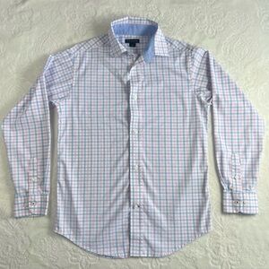 Tommy Hilfiger Boy’s Button Down Shirt Plaid Pink Blue Easter Spring